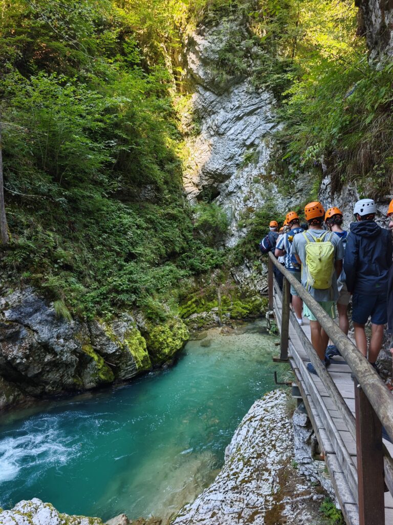 Die Vintgar Klamm Wanderung führt am türkisblauen Wasser der Radovna entlang